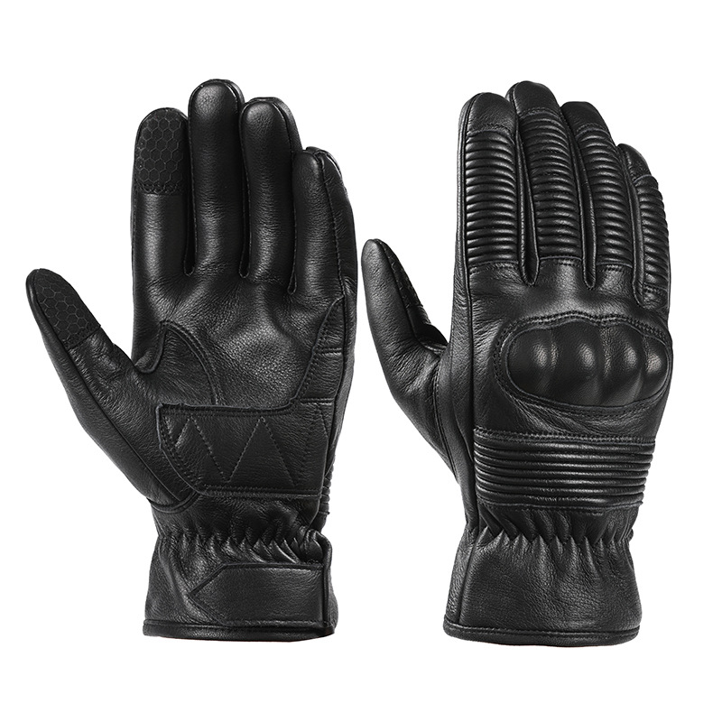 Guantes de motociclismo transfronterizos, para motocicleta, todoterreno, bicicleta, de piel de oveja auténtica, antideslizantes, transpirables, cálidos, con pantalla táctil