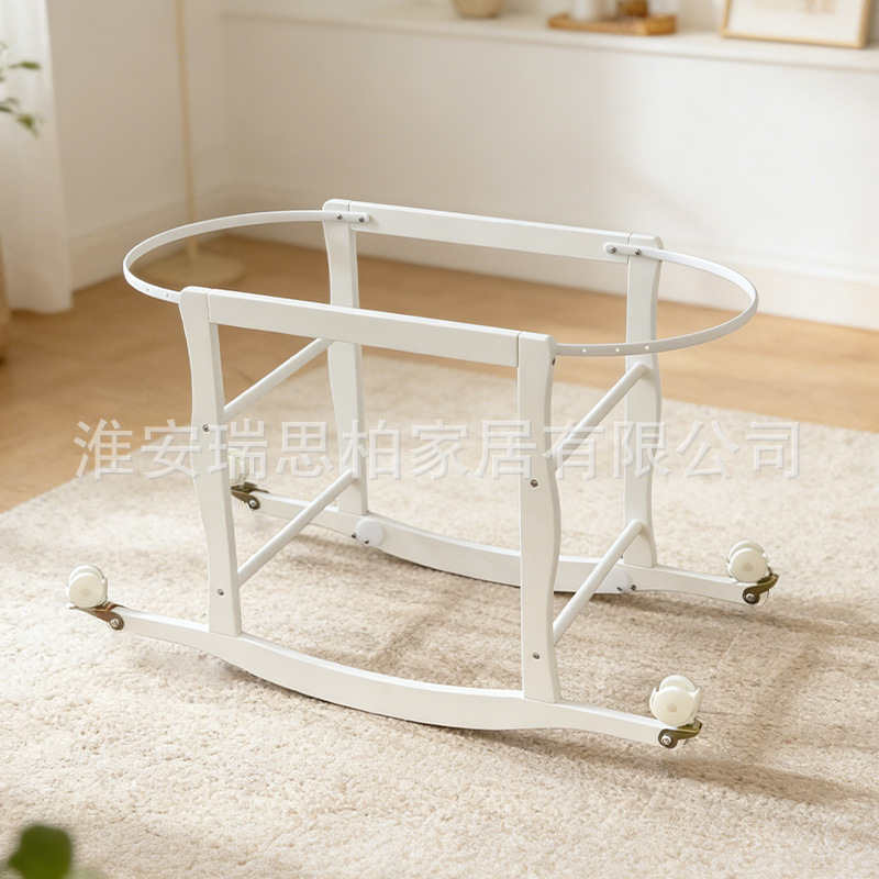Solid wood baby cradle stand, movable, suitable for soothing newborn babies to sleep, can swing. Direct sales from cross-border factory