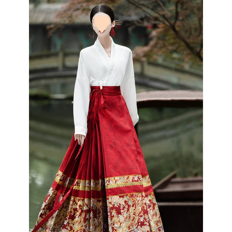 Red Hanfu, Chinese airplane, festive set, Chinese style, new collection