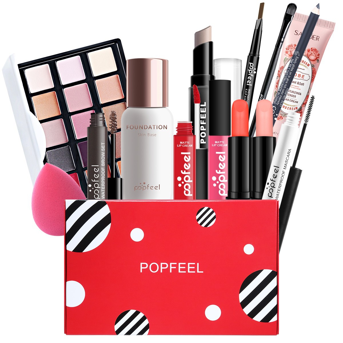 POPFEEL juego de 8 piezas caja de papel combinación de herramientas de maquillaje POP005 POP006