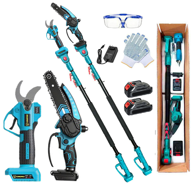 电动高枝锯伸缩杆砍树电锯充电式电链锯家用手持高枝锯加长杆