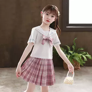 女童JK制服2025新款夏季学院风短袖中小童百褶裙表演套装休闲百搭