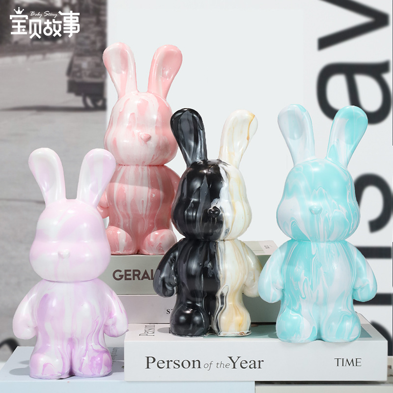 Internet celebridad fluido conejo alcancía DIY decoración traje hecho a mano material paquete traje blanco embrión juguete decoración del hogar