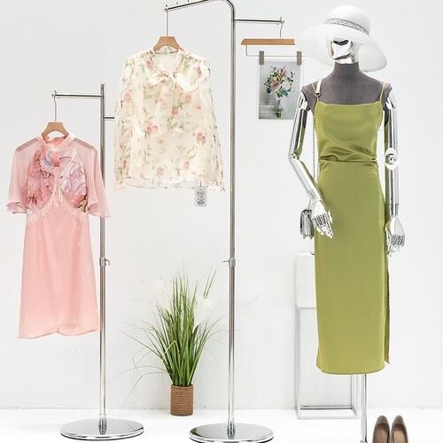 Midori Display Rack, Stainless Steel Floor Standing Rack, Perfect Point Hanger Display Stand for Men's and Women's Clothing Store, Home Window Hanger Display Rack