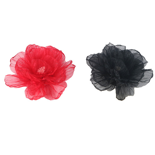 Burnt edge fabric flowers organza flowers diy handmade hair accessories three-dimensional flower accessories clothing flower accessories