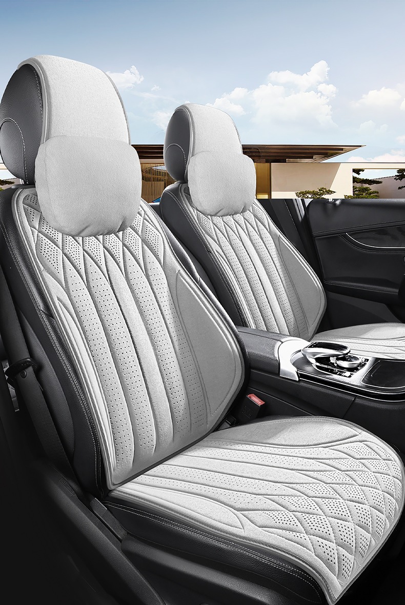 New Cross-Border Suede Semi-Enclosed Slim Waist Car Seat Cushion Wholesale Single Seat Double Seat Universal for All Seasons Multi-Piece Set