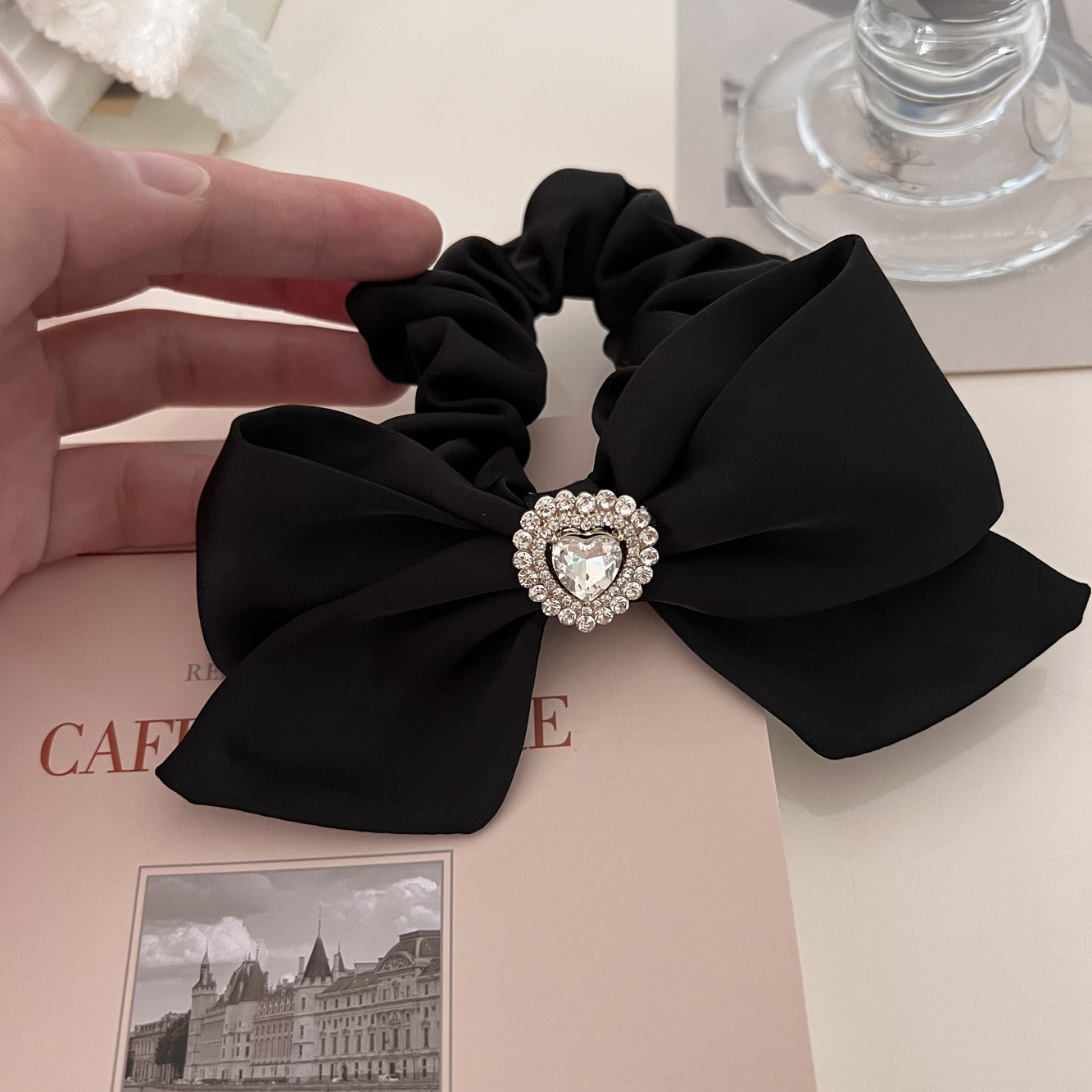 Women'S Gender Inlay Design Simple Style Style Simple Style Bow Knot Satin Inlay Rhinestones Hair Tie