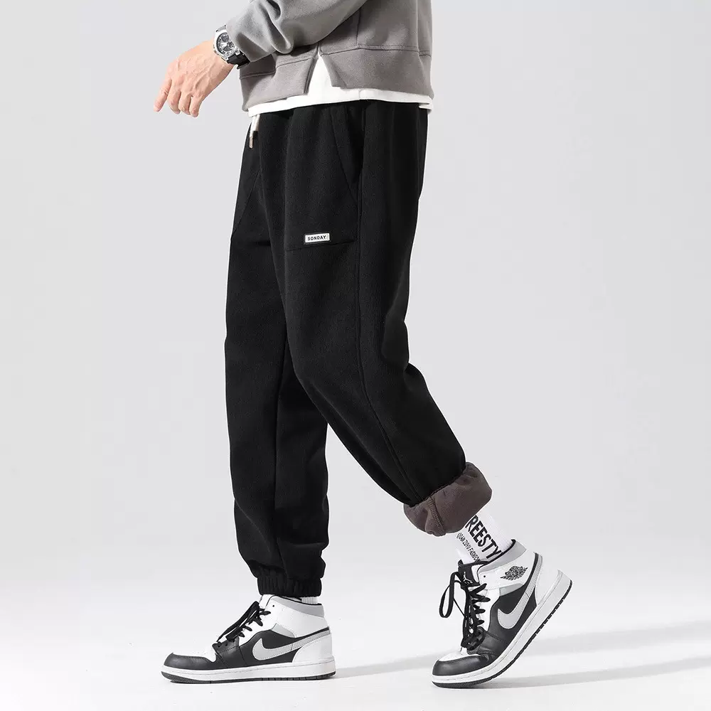 简恒冬季加绒裤子男款宽松加厚休闲长裤秋冬灯芯绒保暖运动卫裤男