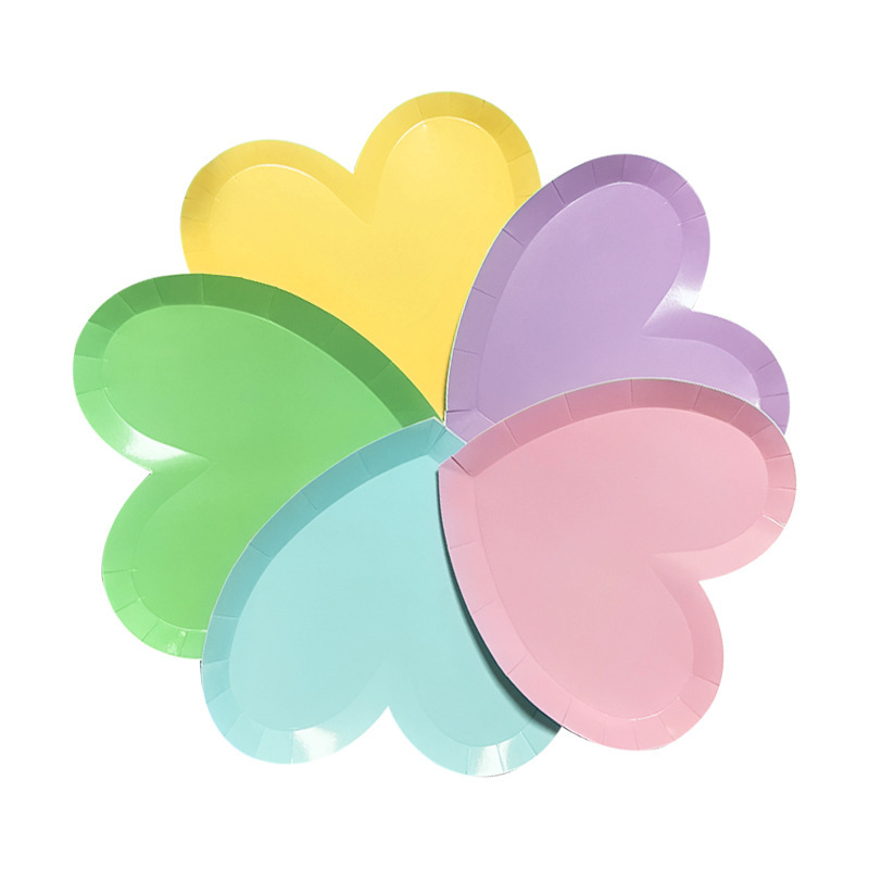 Wholesale disposable thin paper tray heart-shaped macaron monochrome Valentine's Day wedding paper tray