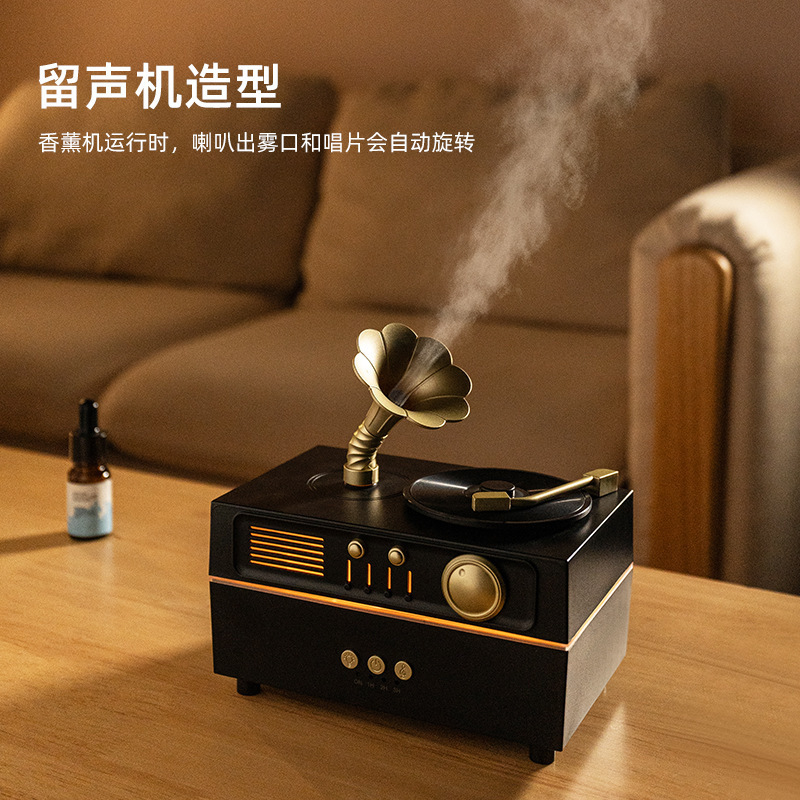 Humidificador dormitorio doméstico colorido luz de atmósfera pulverizador ultrasónico transfronterizo nuevo fonógrafo máquina de aroma