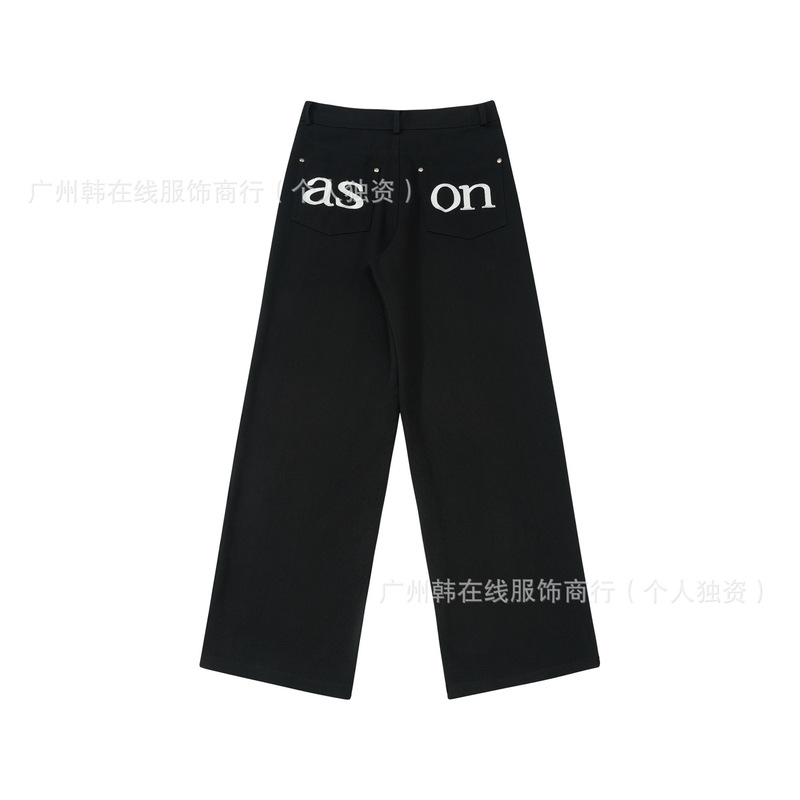 高版本ason韩国小众品牌休闲韩式口袋字母logo刺绣休闲裤一件代发|undefined