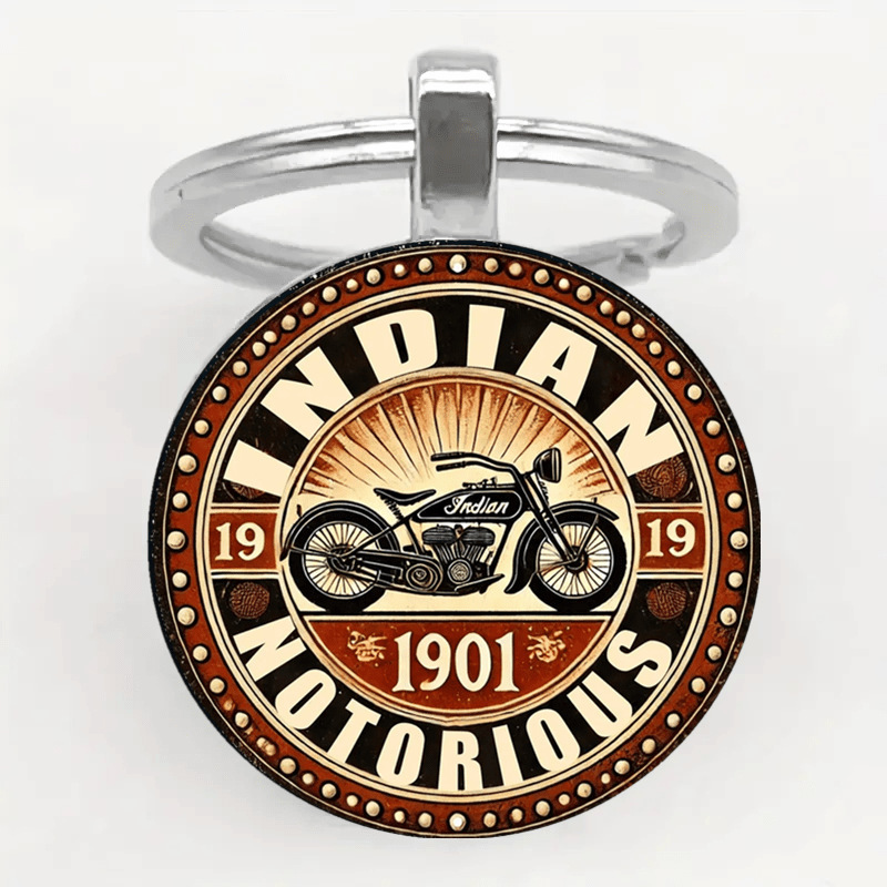 Vintage Indian Motorcycle Pendant Keychain Ring Pendant Creative Gift for Friends Birthday Gift