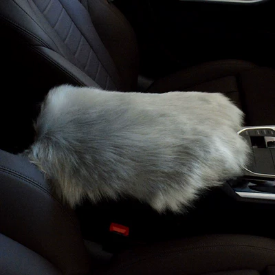 Fur Armrest Mat | Armrest box - long-hair-light-gray-free-shape