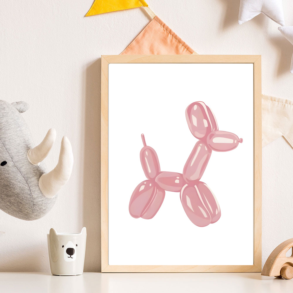 气球狗卡通帆布画可爱极简儿童客厅卧室装饰画芯