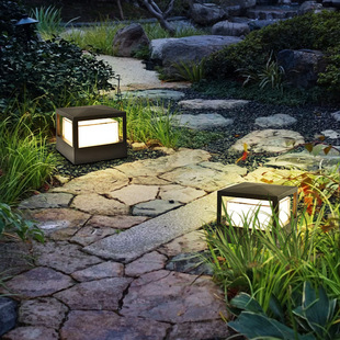 Solar Waterproof Lawn Lamp Foot Lamp Courtyard Lamp Lawn Plug-In Lamp Column Head Fence Aisle Lamp Ip65 Waterproof