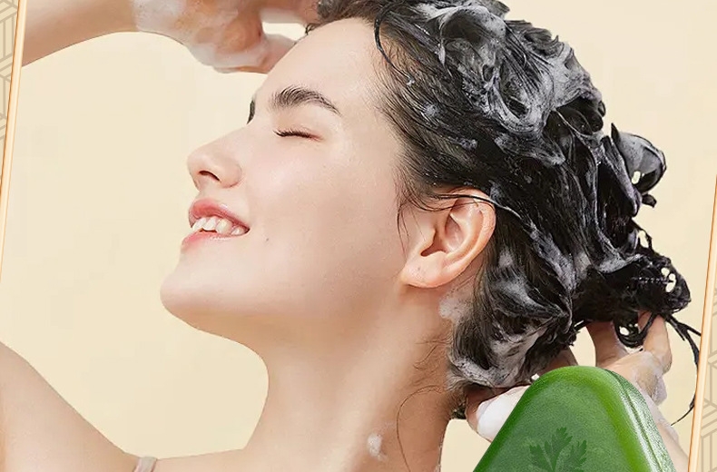 Polygonum Multiflorum Shampoo Soap with Processed Platycladus Arborvitae Leaves and Black Ganoderma Lucidum, Water-Cooled Soap, Handmade Soap, Fragrant Soap, Oil-Removing Shampoo,