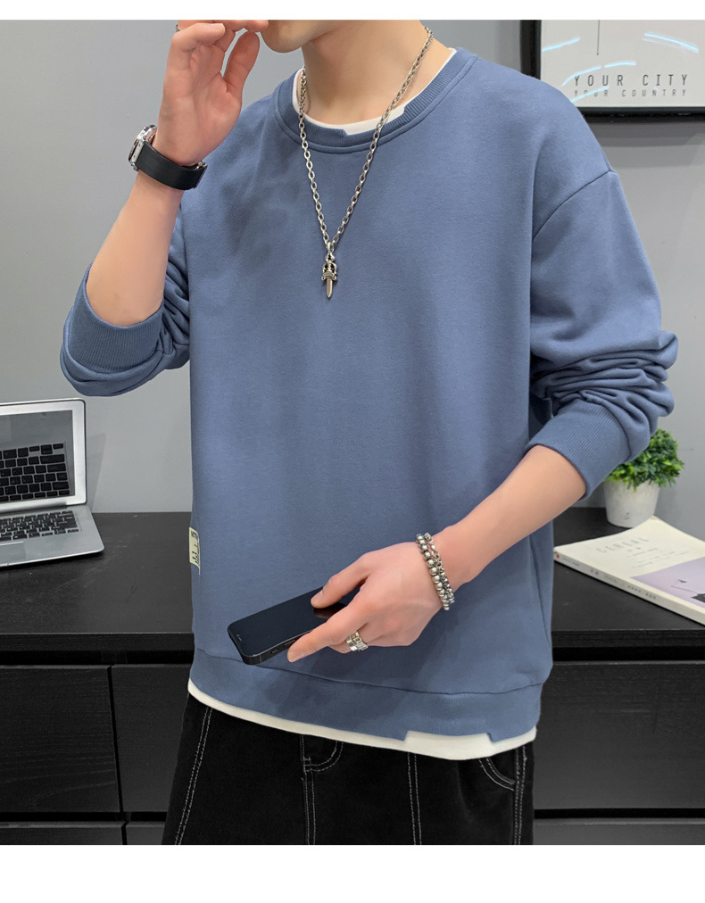 2022新款秋季男士长袖t恤ins帅气上衣服男卫衣男装时尚打底衫潮 pic 36