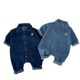 Baby Jumpsuit Spring and Autumn Denim Bear Baby Going Out Hatshirt Jumpsuit for Boys and Girls Baby Climbing Clothes