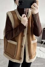 2025秋冬季皮毛一体羊羔毛马马甲外套宽松新款加厚保暖上衣