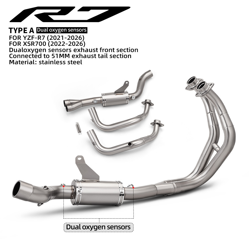 Suitable for motorcycle XSR700 modification, R7 front exhaust pipe, Scorpio Dream Star tail muffler