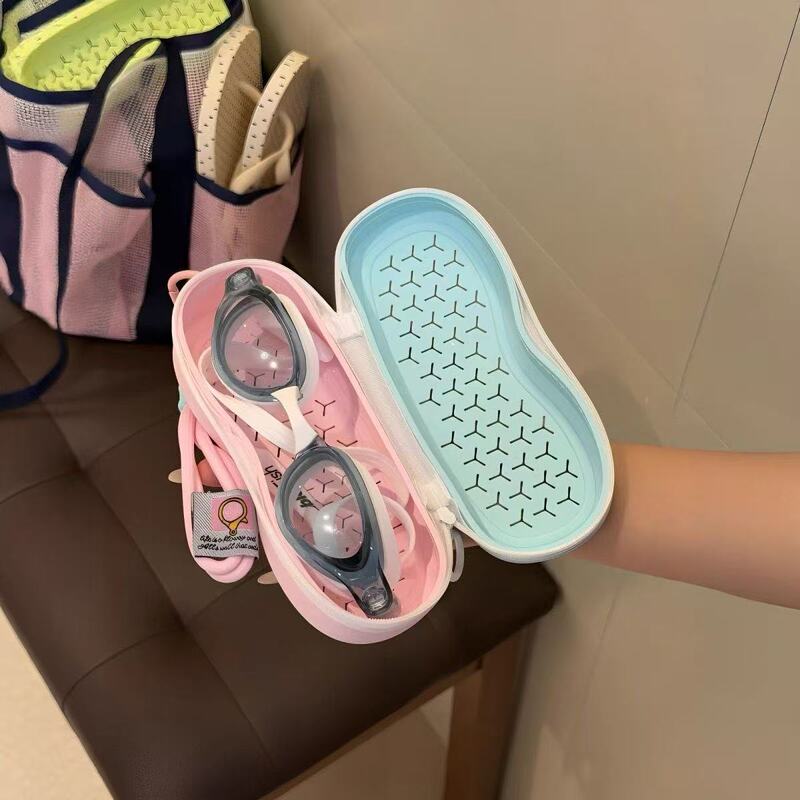 New silicone anti-scratch swimming goggles case, multifunctional breathable anti-drop swim goggle case, portable storage bag for outdoor sports