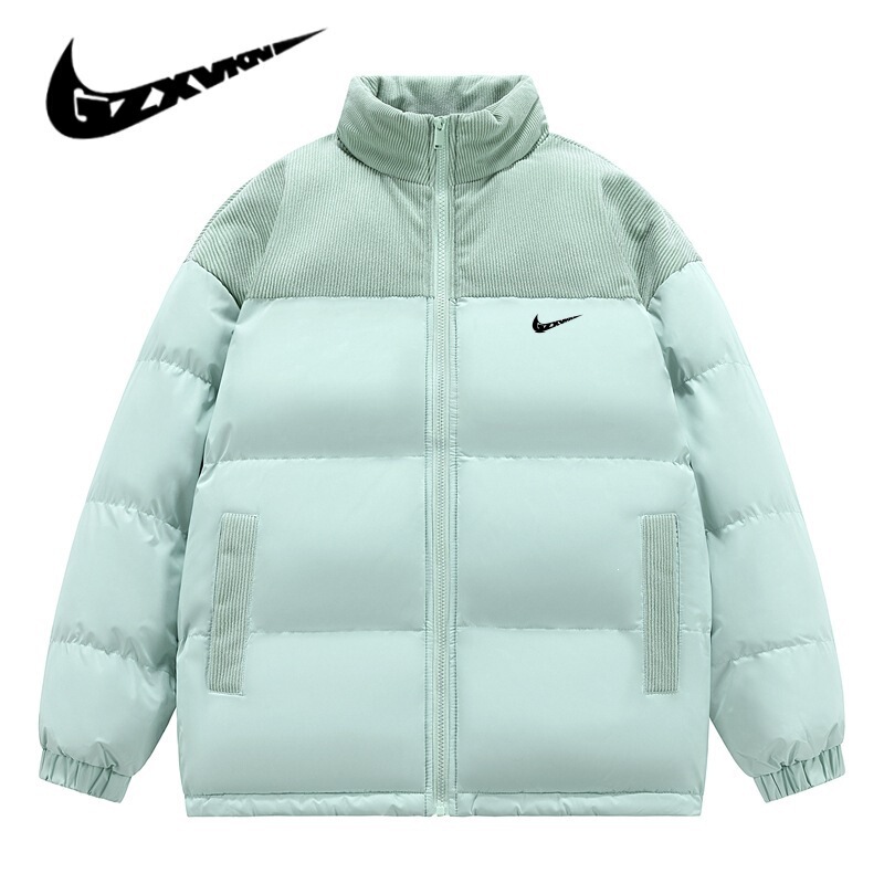 Cross-border men's clothing 2026 winter stand-up collar cotton coat, thickened and fleece-lined, couple's style, color-blocked puffer jacket for men and women