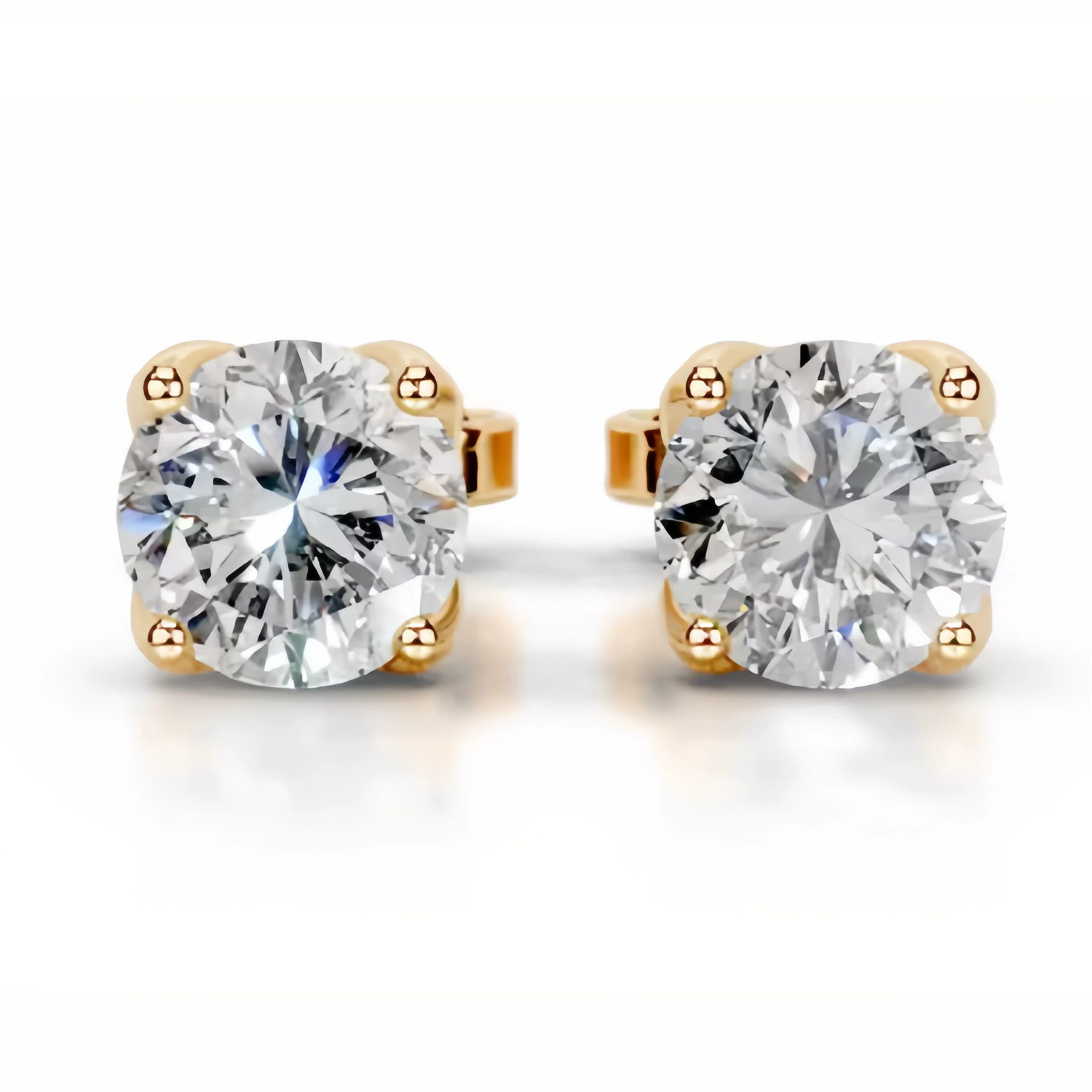 Женские серьги-гвоздики с четырьмя зубцами весом 1 карат, популярные серьги с одним бриллиантом из золота 18 карат, серьги с искусственными лабораторными выращенными бриллиантами оптом