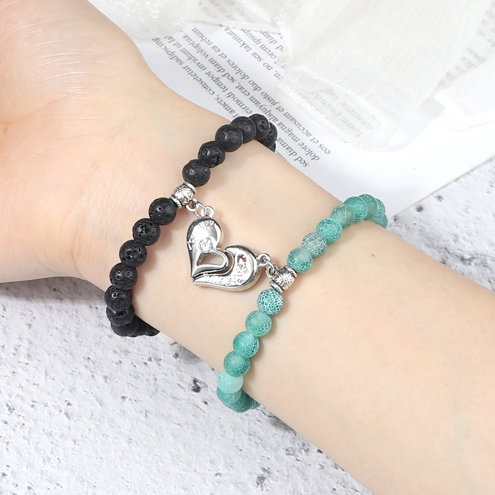 Creative water drop stacking magnetic buckle bracelet cute three dimensional pendant bracelet pearl pattern water drop men and women set jewelry_voghion.com