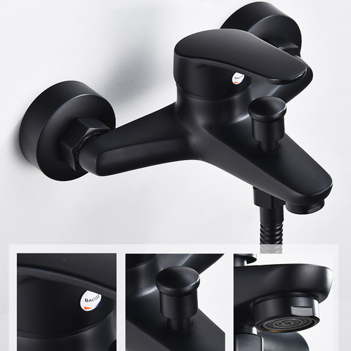 Black copper mixing valve hot and cold water heater shower faucet bathroom shower switch accessories triple concealed home