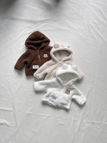 Ins Korean version autumn and winter children's plush jacket, lined and thick hooded fur sweater, unisex baby jacket top