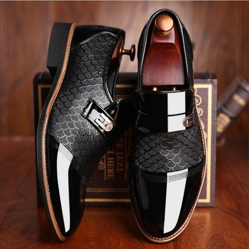 Men formal wedding dress shoes patent le...