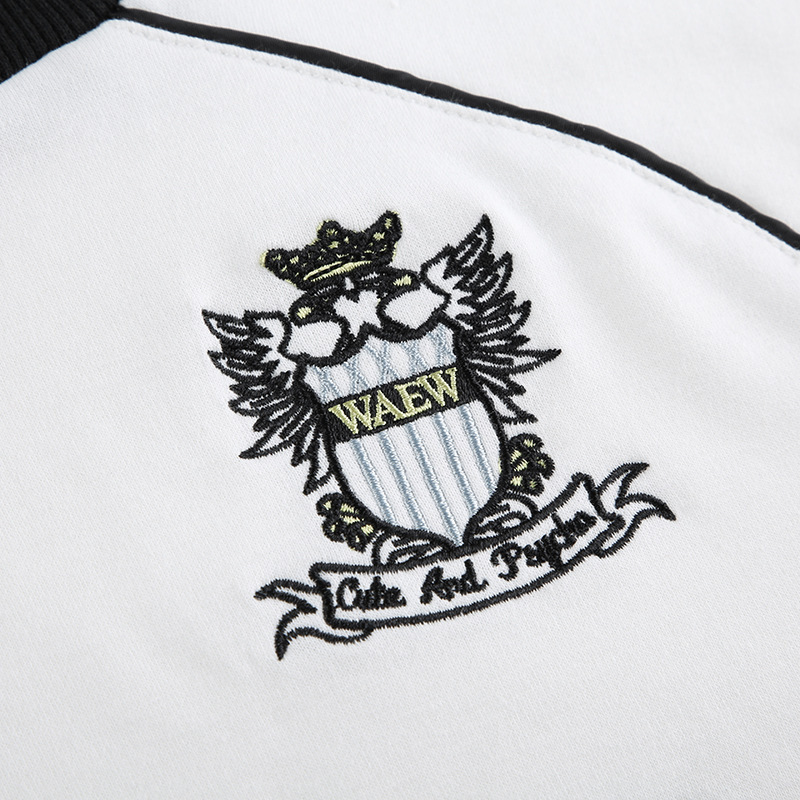 Felpa casual in stile americano con scollo rotondo e stampa di lettere, a blocchi di colore, vestibilità ampia, da donna, semplice da indossare durante il tragitto casa-lavoro_voghion.com