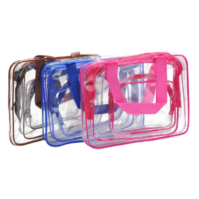 Factory Direct Sales Summer Transparent Cosmetic Bag Transparent Pvc Cosmetic Storage Set Portable Travel Can Be Customized with Logo