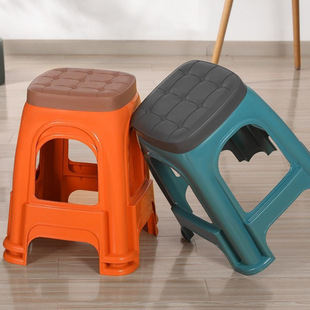 Thickened Plastic Stool for Home Use, Square Stool for Living Room, Extra Thick Bench, Solid Rubber Bathroom High Stool, Economical and Durable Chair