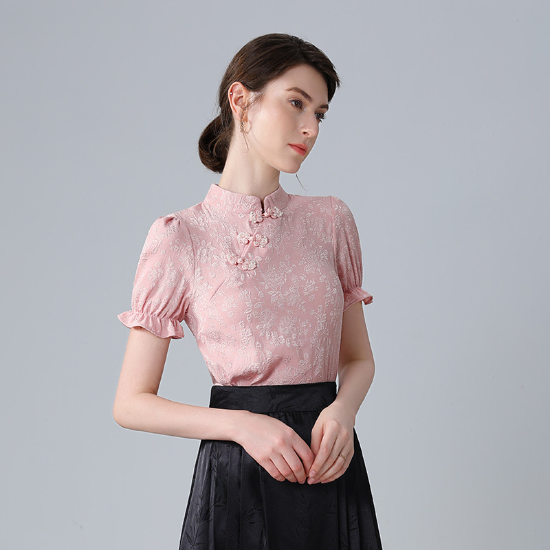 Guofeng trajes de mujeres 2024 nuevo verano de manga corta vintage blusa de botón de moda camisa de aire extranjero falda de dos piezas