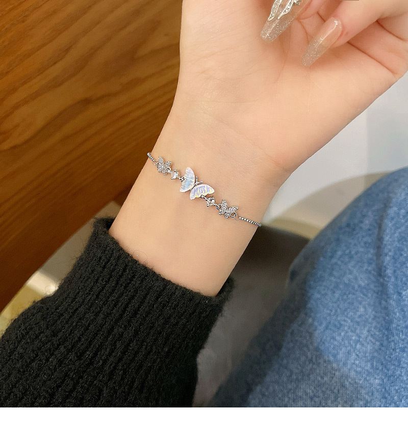 Fashion Butterfly Titanium Steel Plating Zircon Bracelets 1 Piece