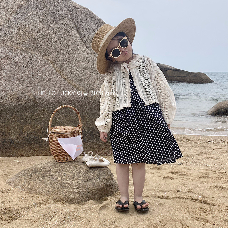 Miaoxuan Children's Clothing Girls' Summer Dress New Children's Strap Dress Summer Polka Dot Dress Girls' Princess Dress