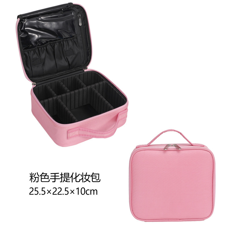 Bolsa de cosméticos conveniente de doble capa de gran capacidad, caja de cosméticos portátil de maquillaje profesional, bolsa de almacenamiento de cosméticos grande simple