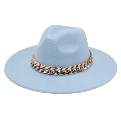Large-brimmed European and American-style French-inspired top hat, golden acrylic jazz cap—new cross-border export felt hat in Korean style