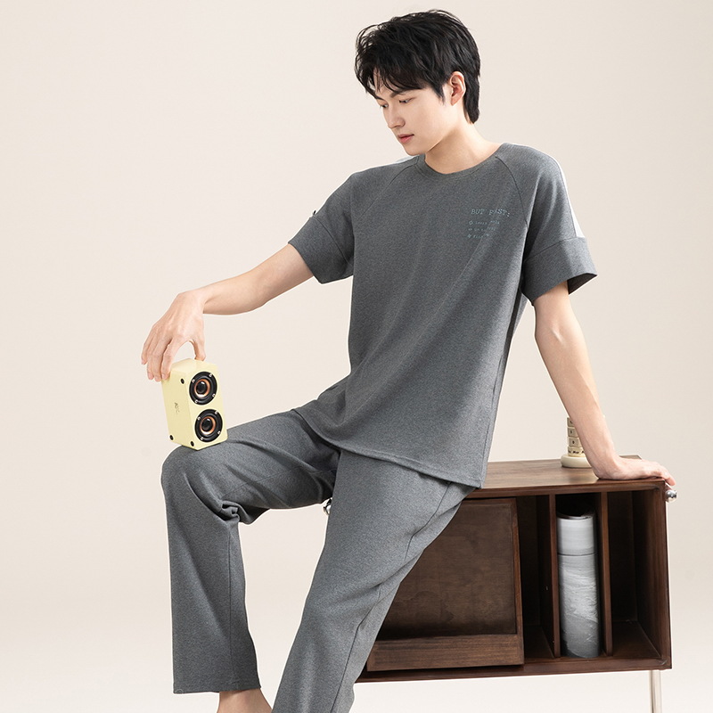 Pijamas de verano de algodón para hombres pantalones de manga corta delgados 2025 nuevo algodón de verano chaqueta se puede usar en casa