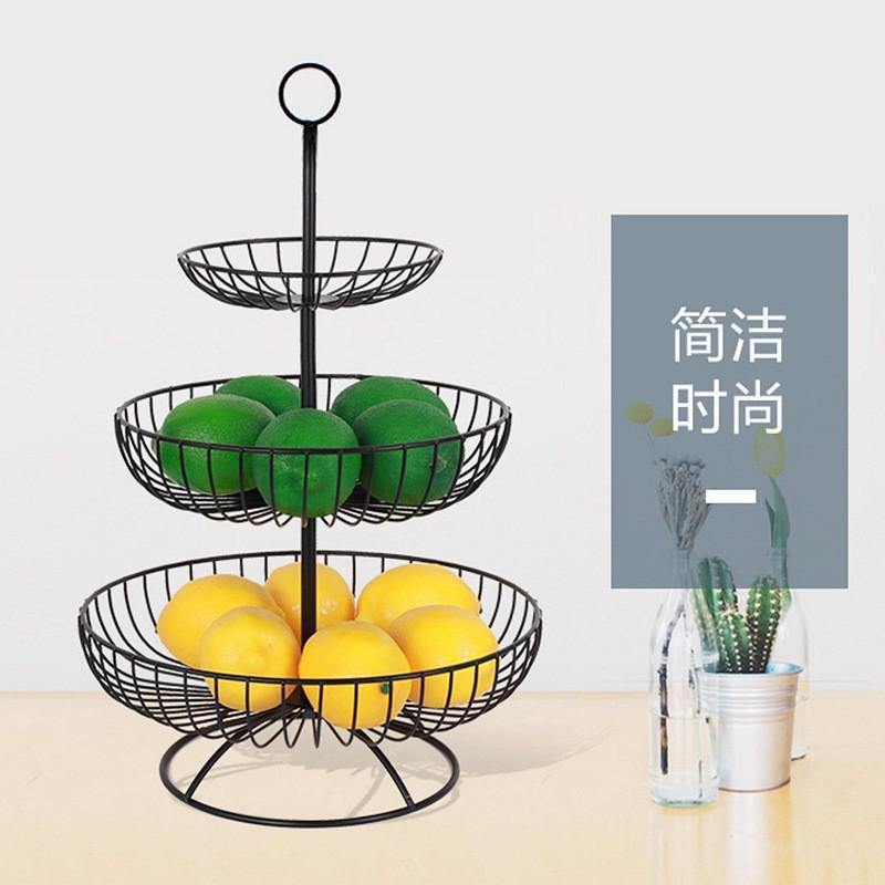 3 Tier Black Fruit Basket Holder Decorative Tabletop Bowl