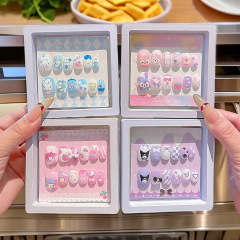 子供用ウェアラブルネイルサンリオ立体ネイルステッカー女の子用新しいマニキュア半手作り取り外し可能な粘着防水ステッカー