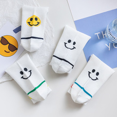 笑臉襪子女韓國ins潮白色網紅中筒薄款春夏可愛運動二槓夏季街頭