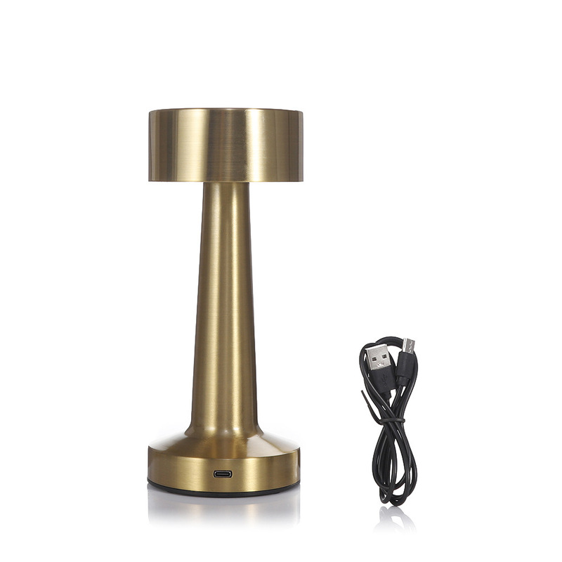 Rechargeable Modern Designer Bar Hotel Bedroom Luxury Touch Control Cordless Metal Gold Led Table Lamp