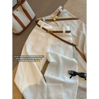 白色亚麻裤子女2026新款夏季气质高腰显瘦小个子休闲百搭阔腿裤薄