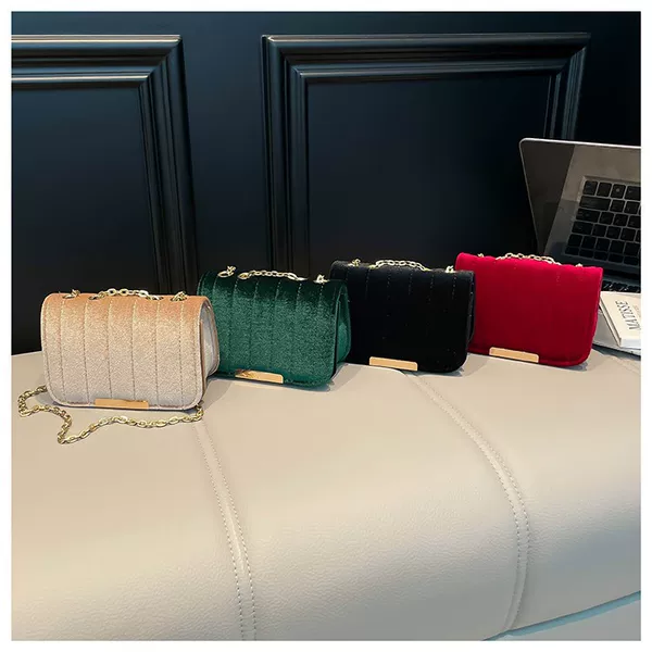 High-End Velvet Fabric Bag for Women, New Trendy Fashion Versatile Shoulder Bag, Stylish Chain Crossbody Bag