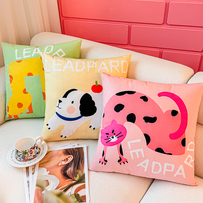 Funda de almohada de animal abstracto de dibujos animados, almohada de viento, almohada linda, dormitorio de estudiantes, almohada de sofá, cojín, funda de almohada, núcleo