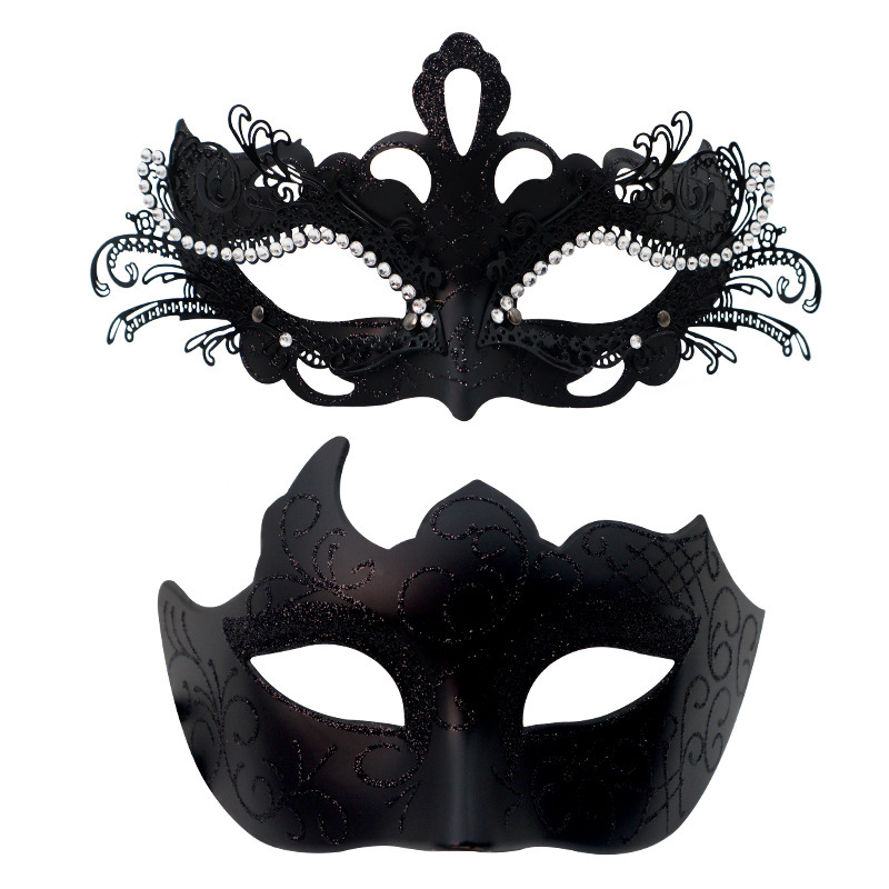 Halloween nueva corona de diamantes pareja baile máscara media cara set fiesta misteriosa disfraz