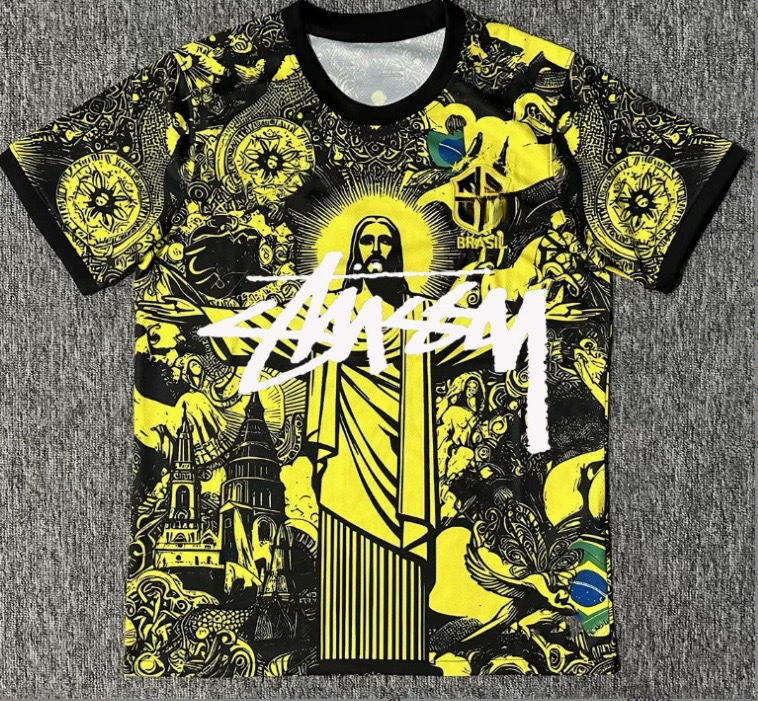 Футболка Stussy Stussy с подписью, Аргентина, Интер, Бразилия, Италия, Фламенго, короткие рукава