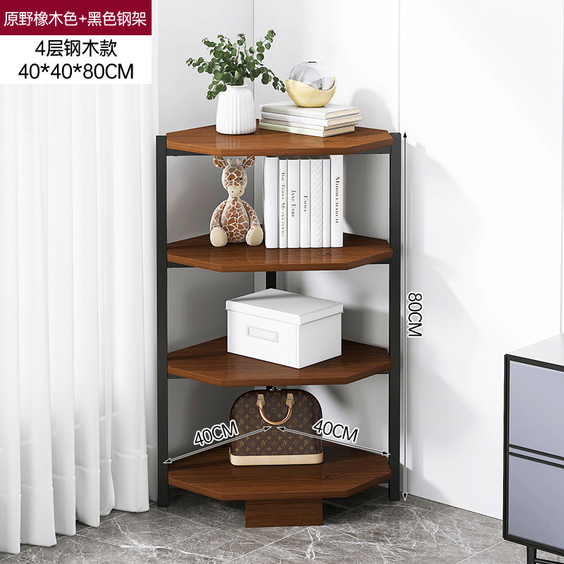 Estantería piso hogar sala de estar simple estante de almacenamiento esquina estantería integrada pared multi-capa Esquina de almacenamiento de hierro rack